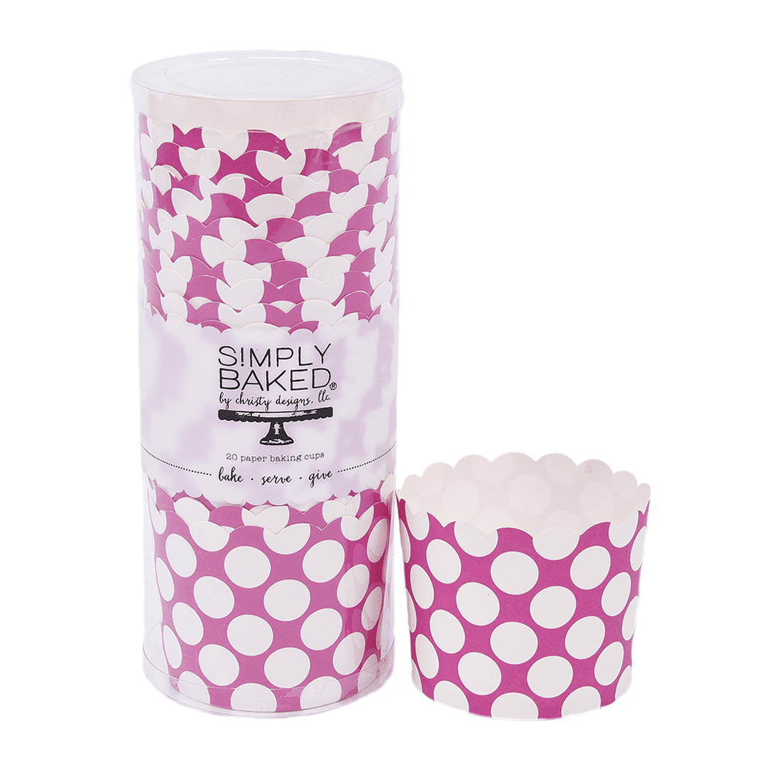 Simply Baked Large Paper Baking Cups, Fuschia Medium Dot 20 Pack
