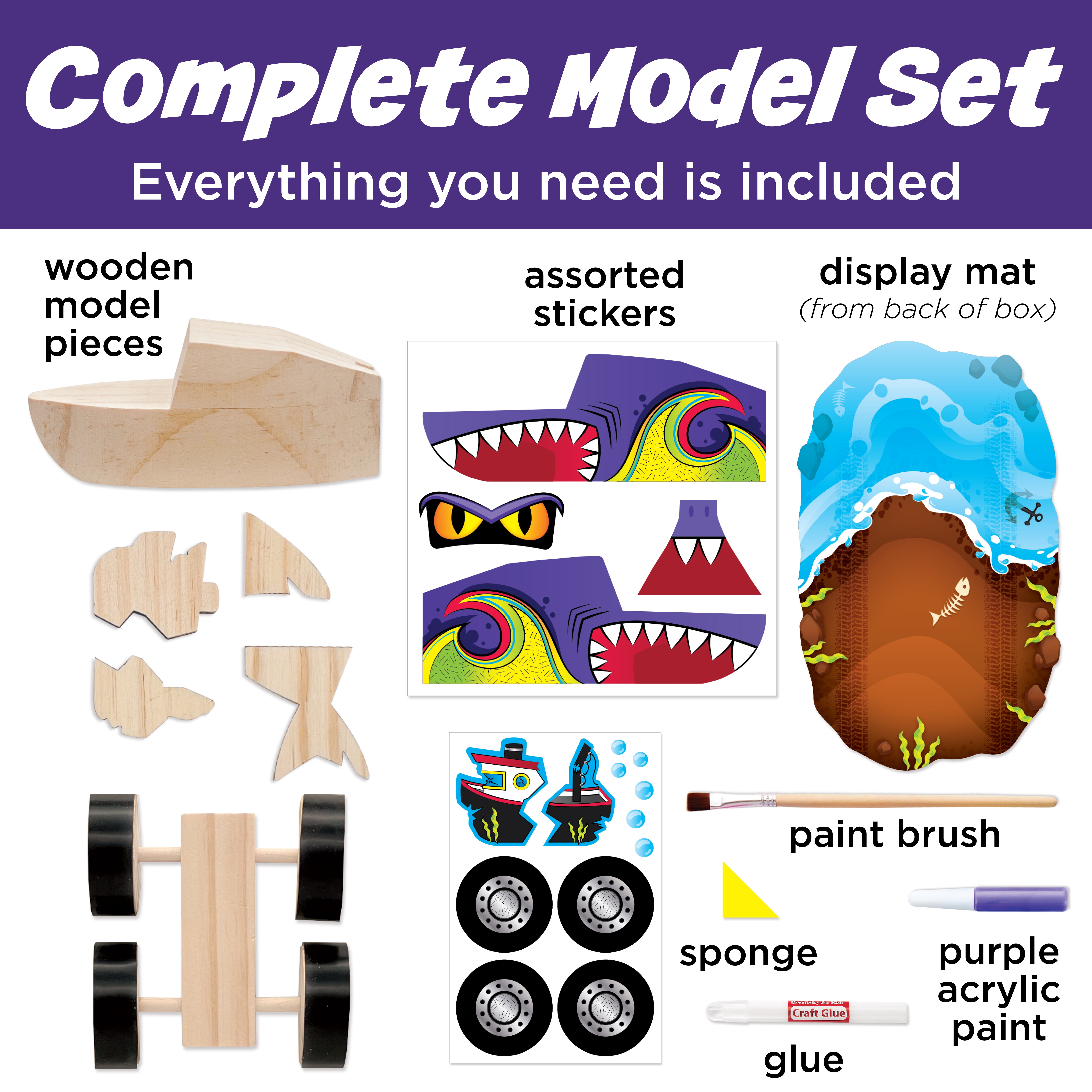 Creativity for Kids Buildeez! ​Monster Shark Truck: Wood Craft Kits and STEAM Toys