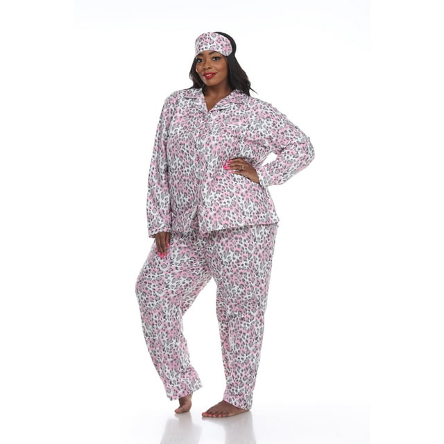 White Mark Women's Three-Piece Button-Down Pajama Set