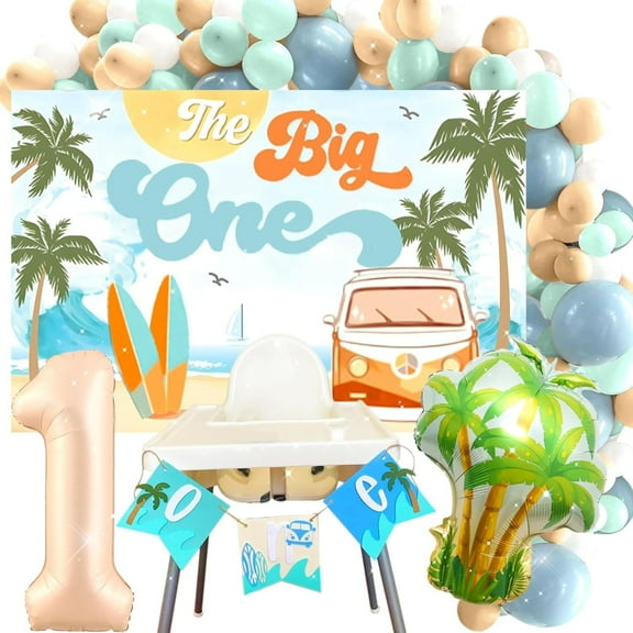 Birthday Party Decoration Set - Beach Surf Theme Background Set of 5 Pieces 40 Balloons
