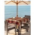 thumbnail image 3 of Outdoor Tablecloth with Umbrella Hole for Patio/Picnic/Party/Camping, Red Brown Plaid Waterproof Table Cloth Square Cover Washable, Modern Abstract Ombre Gingham Checkered (54"x 54"), 3 of 8