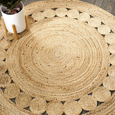 JONATHAN Y ANSA 7 Round Area Rug Dahlia Jute Boho Circle - Natural RNF101A-7R