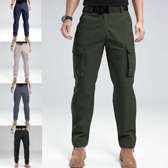 SGFCWSX Mens Cargo Pants– Casual Straight-Leg Utility Stretch Trousers Workwear Pants with Multiple Pockets Army Green Size 2XL