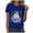 Blue, variant on Halloween Shirts Woman Bloody Shirt for Women Funny Crew Neck Short Sleeve Halloween Blood Clothes Gift Blood Splatter Top(Orange,2XL)