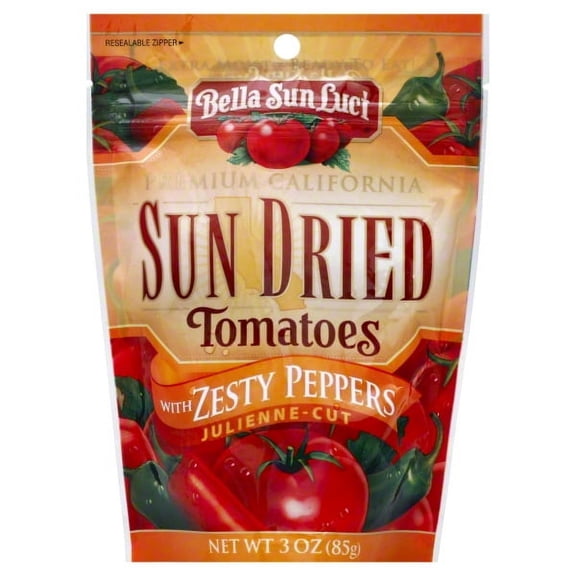 Bella Sun Luci Julienne-Cut Sun Dried Tomatoes with Zesty Peppers, 3 oz