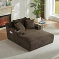 thumbnail image 2 of Oversized Chaise Lounge Chair, Plush Faux Fur Sleeper Sofa, No Assembly Required Indoor Lounger for Living Room, Office, Apartment, Dark Brown, 2 of 7
