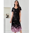 thumbnail image 4 of Ekouaer 3 Pack Long Nightgowns for Women Plus Size House Dress Short Sleeve Night Gown V Neck Casual Nightshirt, 4 of 6