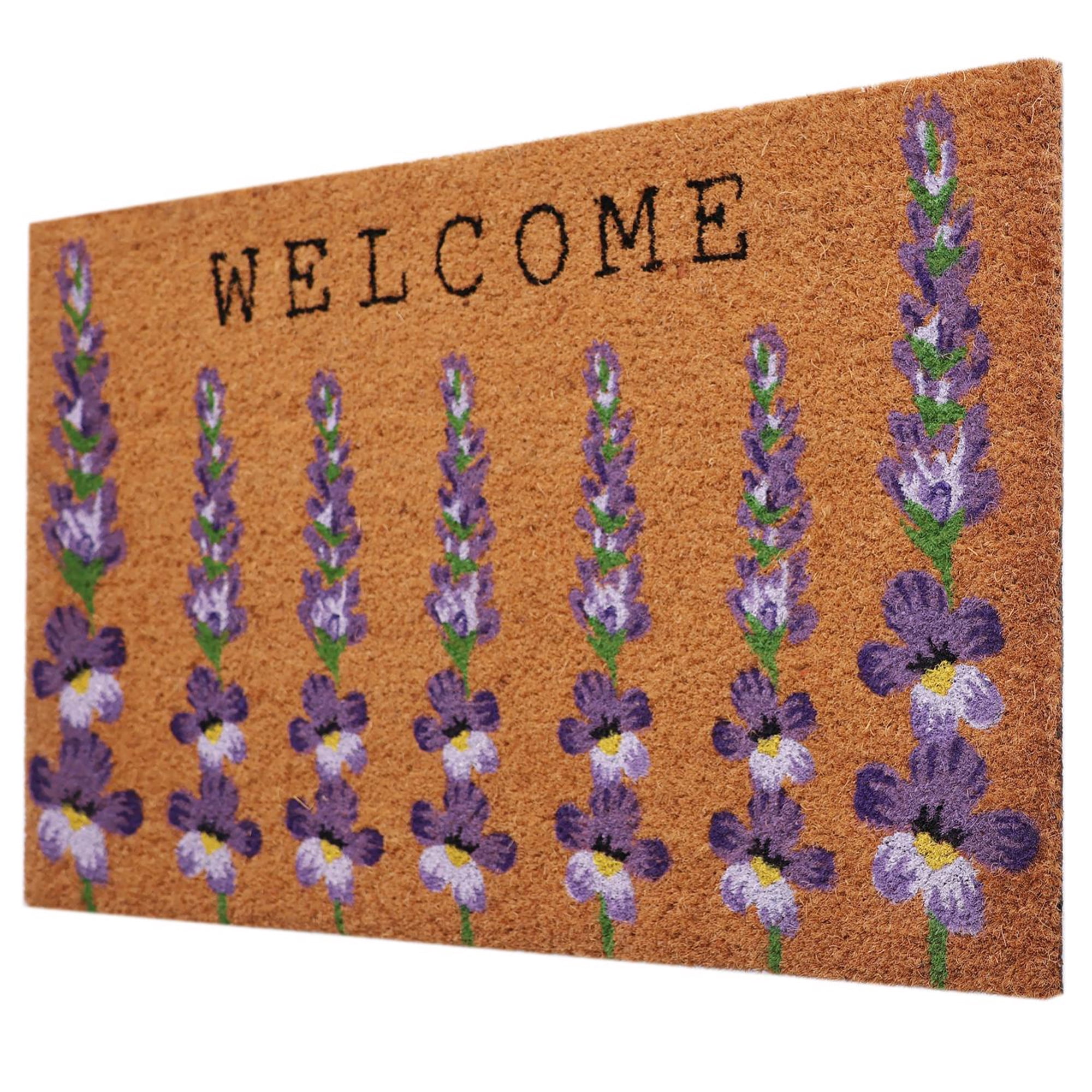First Concept 18 in. W X 30 in. L Natural Floral Coir Door Mat