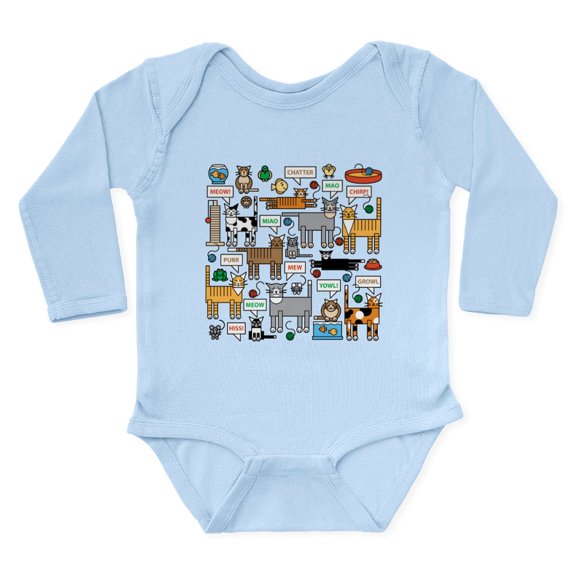CafePress - What Cats Say Body Suit - Long Sleeve Cotton Baby Bodysuit