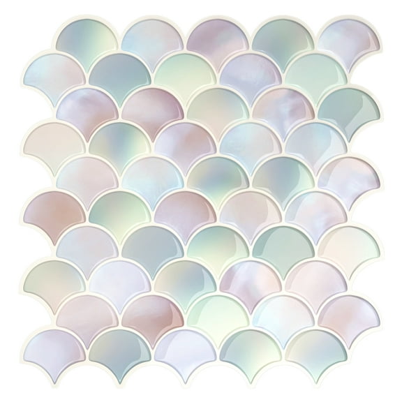 VEELIKE Fish Scale Backsplash Tile Peel and Stick Pink Mermaid Tile Stickers for Kitchen Bathroom Wall Tiles Waterproof Removable 6-Sheets Back Splash Stick on Tiles for Bedroom 12''x12''