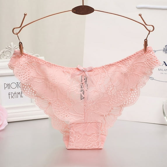 HUPOM Satin Panties Underwear For Women Briefs Leisure Tie Seamless Waistband Pink XL