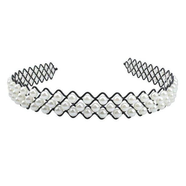 Diadema de perlas de gran tamaño hecha a mano con cuentas para accesorios para el cabello de adultos, diadema de perlas brillantes, artículo digno de regalo