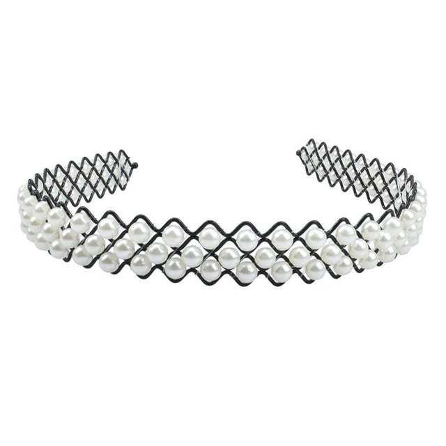 Diadema de perlas de gran tamaño hecha a mano con cuentas para accesorios para el cabello de adultos, diadema de perlas brillantes, artículo digno de regalo