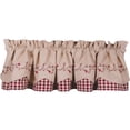 thumbnail image 2 of Star Berry Vine Check Fairfield Barn Red and Nutmeg 72" x 15.5" Lined Cotton Valance by Primitive Home Decors, 2 of 3