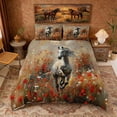 thumbnail image 2 of Erosebridal White Horse Duvet Cover Set, Oil Painting Floral Bedding Full, Reversible 3pcs 1 Duvet Cover and 2 Pillowcases (No Comforter), 2 of 6
