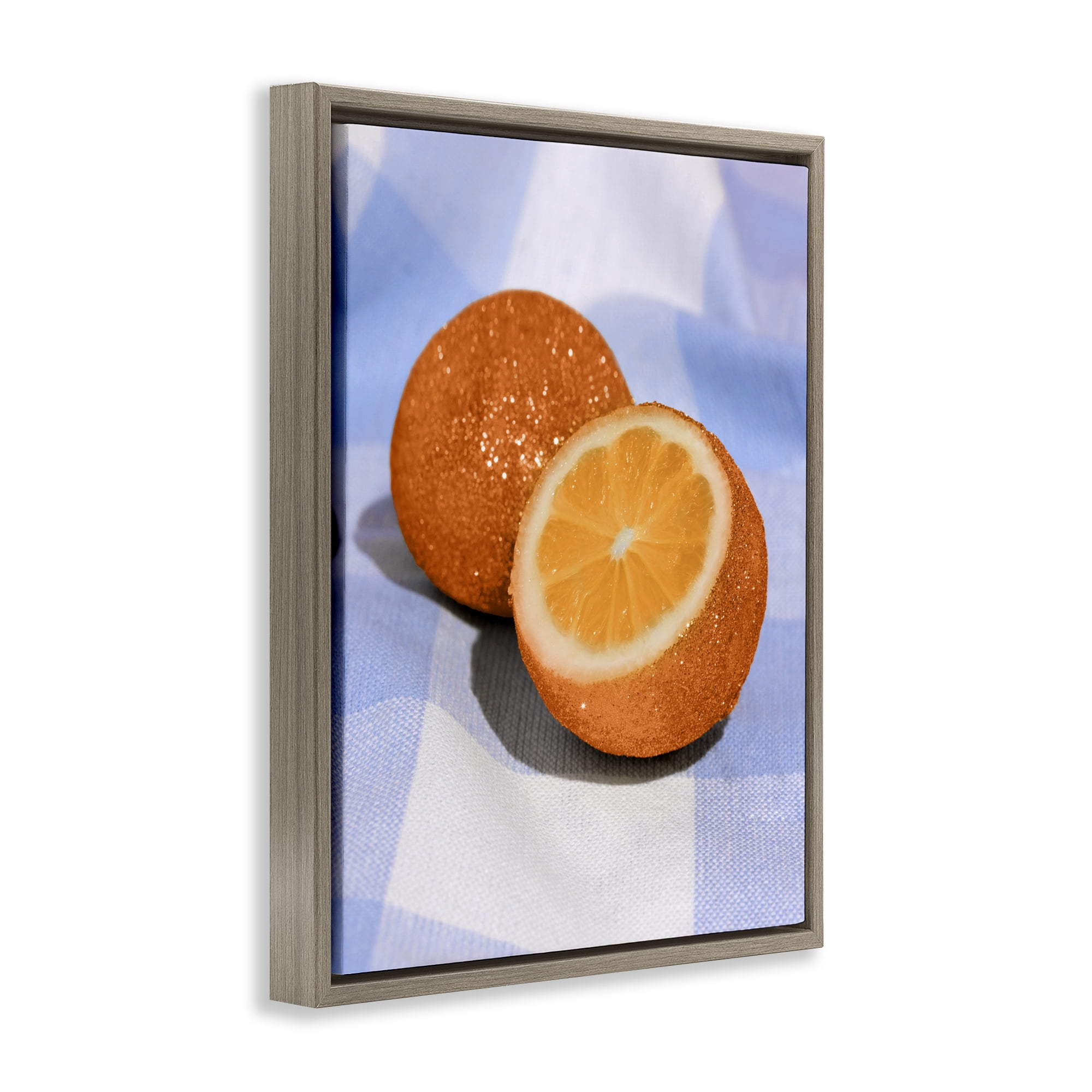 Stupell Industries Glimmer Orange on Blue Brown Framed Floater Canvas Wall Art, design by LISH Creative