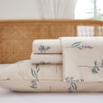 thumbnail image 6 of Cream Floral Sheets Set 100% Cotton, 4 Pieces, Soft & Breathable Percale Weave Bedding, Deep Pocket 17.5", Crisp Cool Feeling, Durable, Perfect Cute Floral Bed Sheet, 6 of 6