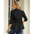thumbnail image 4 of Womens Casual Blazer 3/4 Sleeve Open Front Ruffle Work Office Cardigan Suit Jacket, 4 of 5