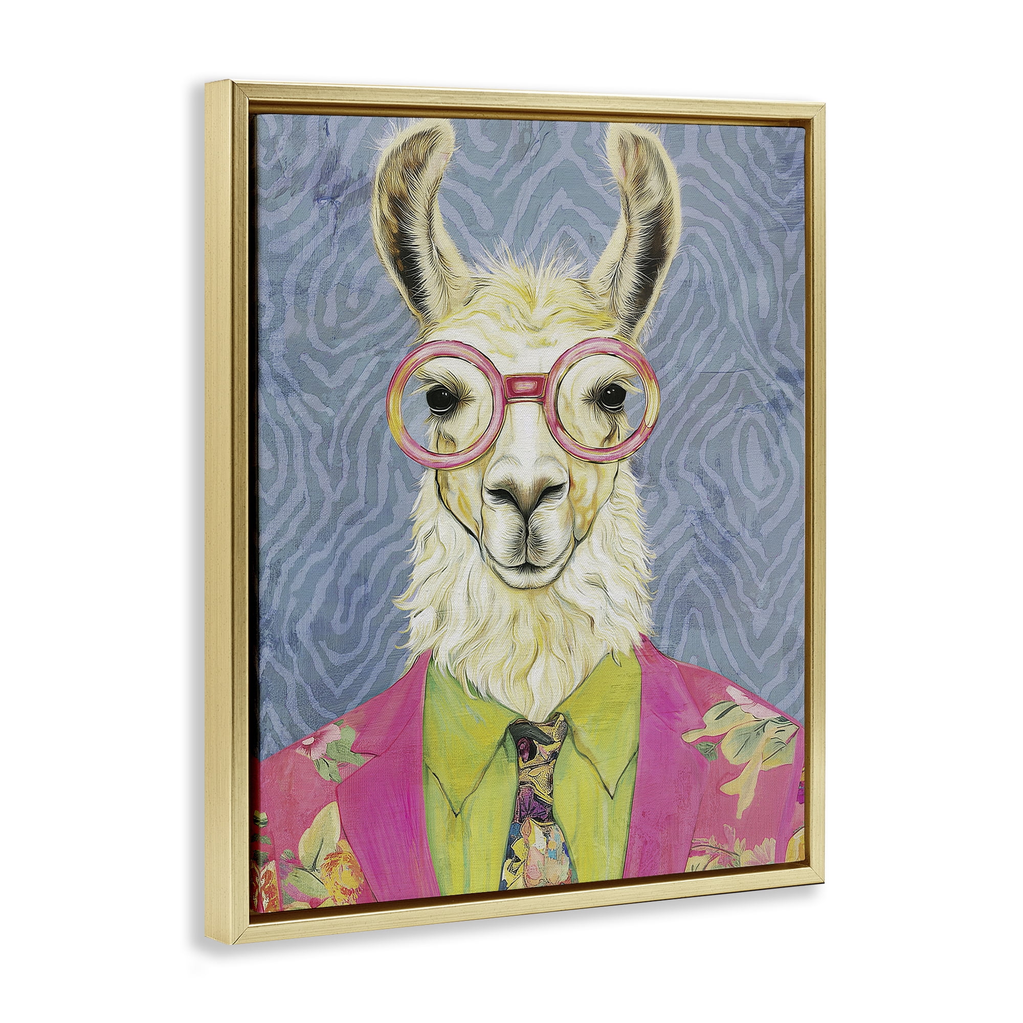 Stupell Industries Bright Gaze Llama Gold Framed Floater Canvas Wall Art, design by Svetlana Aleynikova