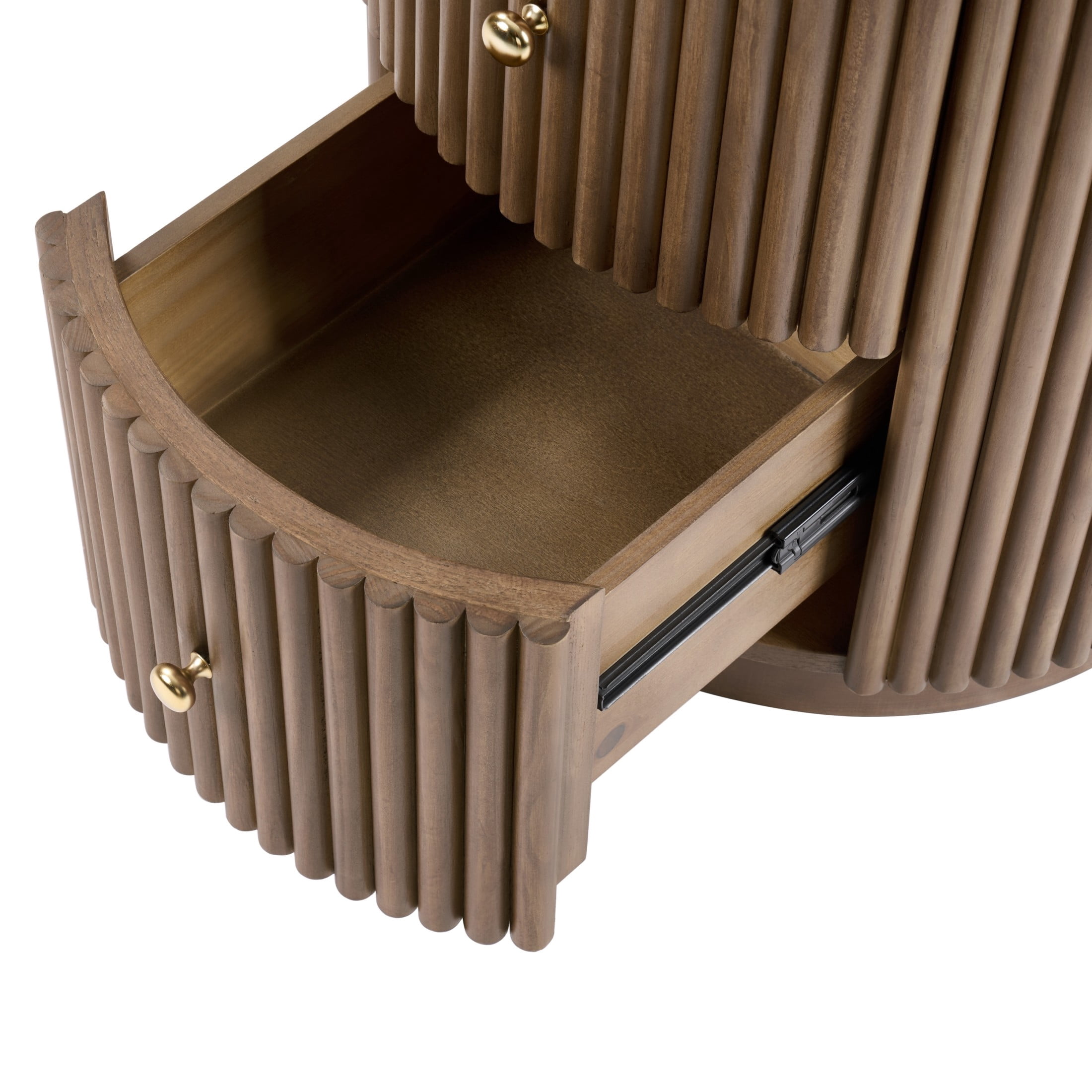 Christopher Knight Home 2-Piece Modern Fluted Coffee Table and End Table Set with Drawers, Walnut