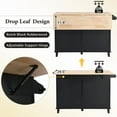 thumbnail image 4 of ARCTICSCORPION Drop Leaf Kitchen Islands with 2 Dining Stools, Solid Wood Black, 50.30 in, 4 of 7