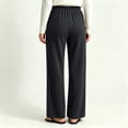 thumbnail image 7 of Sokhug Women Ribbed Knit Wide Leg Pants Drawstring Elastic Waist Casual Trousers With Patch Pockets Casual Solid Color Lounge Trousers, 7 of 7