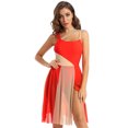 thumbnail image 2 of TiaoBug Robe Justaucorps Sans Manches Patchwork Coloré pour Femmes Moderne Contemporain Costume de Danse de Salon Orange G, 2 of 7