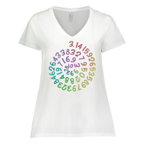 Inktastic Pi Day Pi Numerals in Rainbow Spiral Women's Plus Size V-Neck T-Shirt