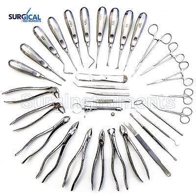 32 pcs Oral Dental Extraction Surgery Extracting Elevators Forceps Instruments