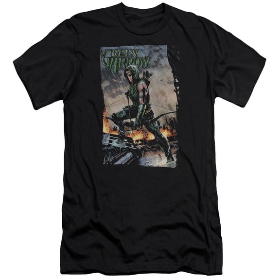 JLA Justice League Fire And Rain S/S Adult 30/1 T-Shirt Black