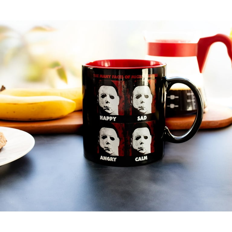 Halloween Many Faces of Michael Myers 20 Ounce Ceramic Mug Black