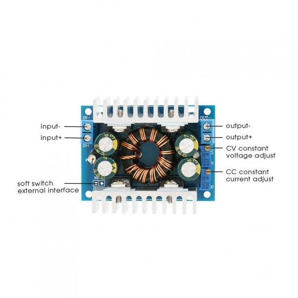Buck Boost Converter, regulador de voltaje ancho automático DC Regulado Power Converter Module con dos disipadores de calor para sobrecorriente, cortocircuito, protección contra sobretemperatura EOTVIA No