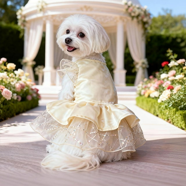 Fesfesfes Spring Summer Pet Wedding Dress Party Formal Princess Gown Pet Apparel Breathable Comfortable Dog Clothes for Small Medium Dogs