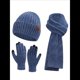 thumbnail image 1 of Conjunto de 3 Piezas de Gorro, Bufanda y Guantes de Punto Universales de Invierno para Adultos, Mujeres y Hombres. Azul Marino Talla Única, 1 of 7