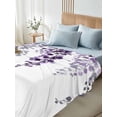 thumbnail image 4 of Purple Eucalyptus Leaves King Size Flat Sheet, Wrinkleproof & Fadeproof Cooling Flat Bed Sheet Only, Watercolor Botanical Summer Breathable Soft Bedding Top Sheets 105 x 98 Inches, 4 of 8
