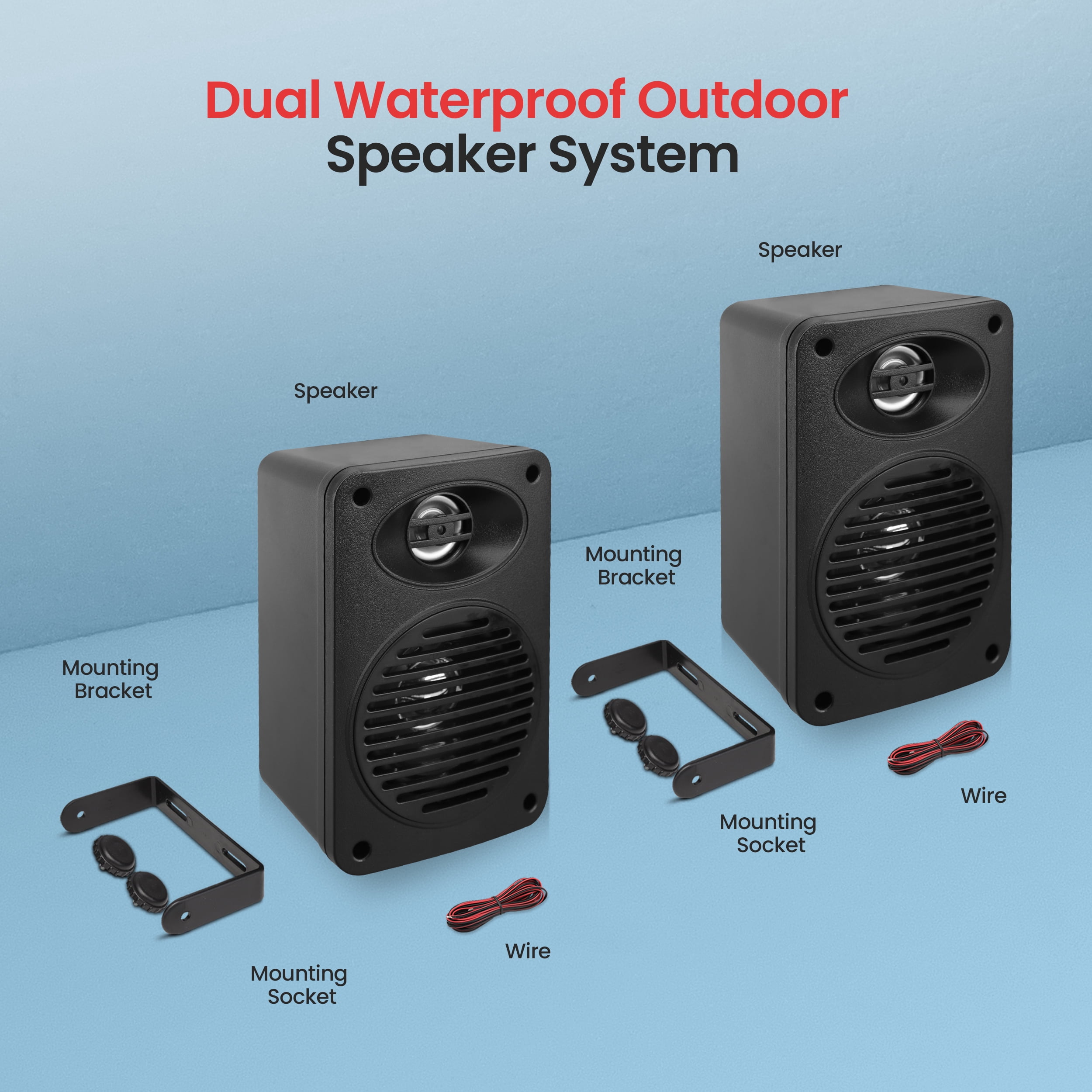 Pyle Bluetooth Indoor Outdoor Speakers Pair 200 Watt Dual Waterproof 3.5” 2-Way Full Range Speaker