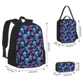 thumbnail image 2 of Pofeuu purple flower blue Skull Print Backpack Travel Backpacks With Lunch Bag Pencil Bag Set 3 pcs Set Cartoon Backpack, 2 of 7