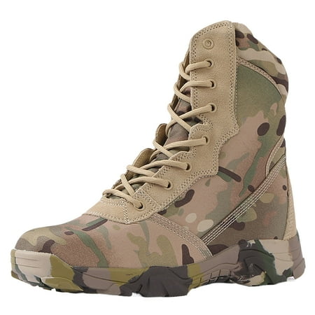 

PMUYBHF Mens Walking Sneakers Mes and Women Camouflage Lace up Zipper Boots Comfortable Breathable Durable Water Proof and Damping Desert Boots