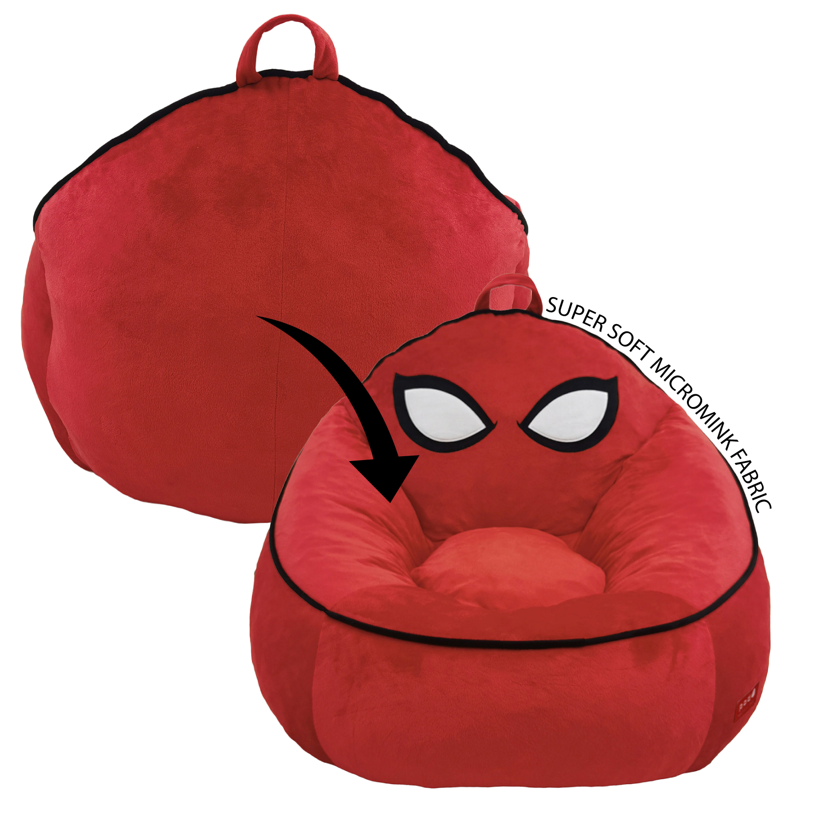 Marvel Spiderman Compressed Foam Beanbag Chair for Kids, Red photo 6