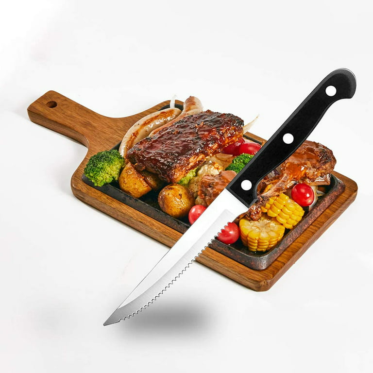 isheTao Steak Knives, Steak Knife Set of 6, 4.5 inches Steak Knife,  Dishwasher Safe High Carbon Stainless Steel Steak Knife, Silver