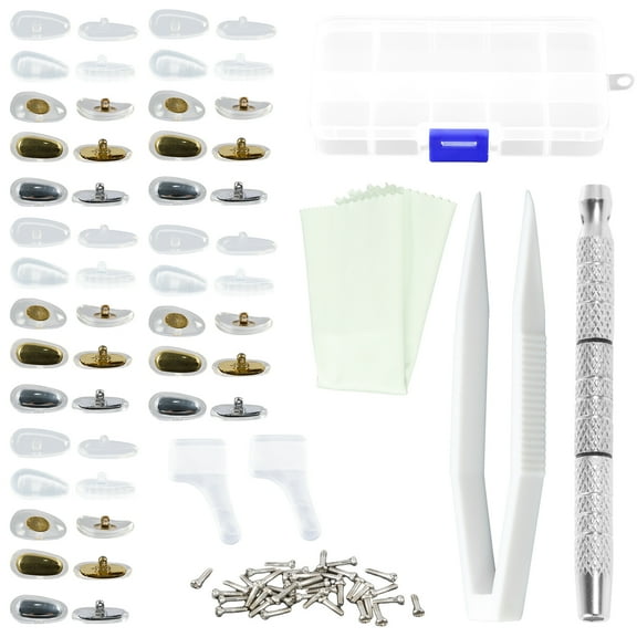 Ikoopy 69 Pcs Eyeglasses Nose Pads Repair Kit Comfortable Glasses Nose Pads Breathable Eyeglass Nose Pads with Storage Case Eyeglass Repair Kit for Glasses and Sunglasses