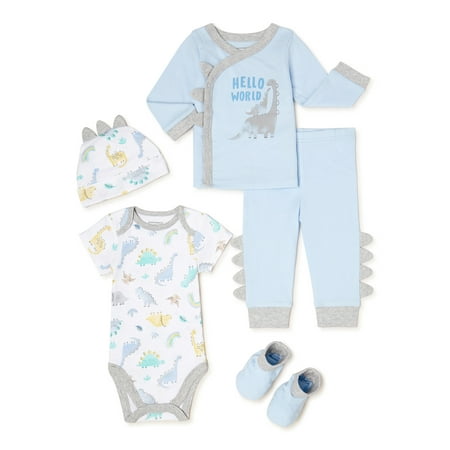 Garanimals Newborn Baby Boy Shower Gift Set, 5-Piece, Newborn-6/9 Months