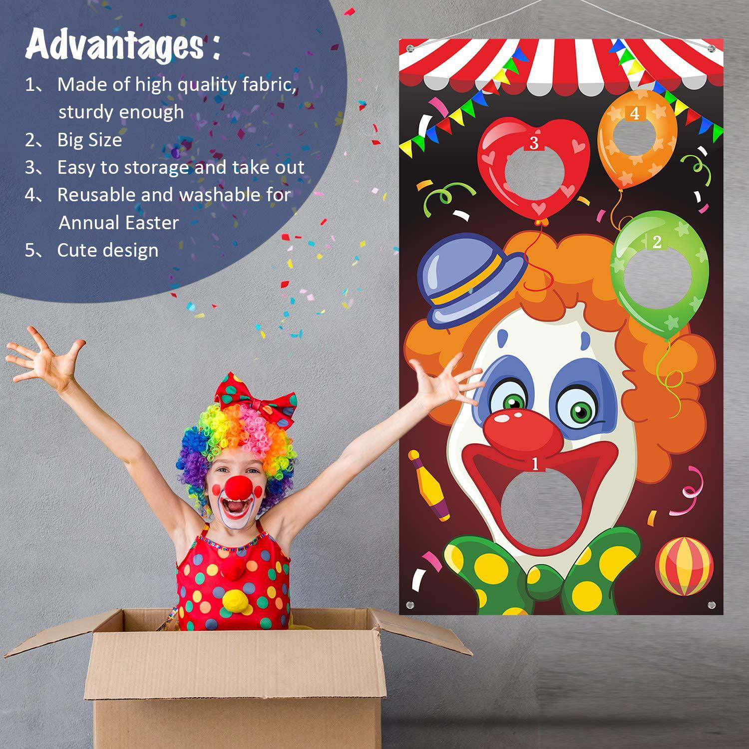 URATOT Carnival Toss Games with 4 Colorful Bean Bag Style 1 Fun Carnival Game for Kids and Adults in Carnival Party Birthday Circus Activities Decorations and Suppliers 