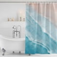 thumbnail image 3 of Blue Coastal Wave Shower Curtain, Waterproof Shower Curtains for Bathroom, Summer Modern Ocean Beach Washable Fabric Bathtub Curtain Set Bath Decor with 12 Hooks Extra Long 72"x96", 3 of 8