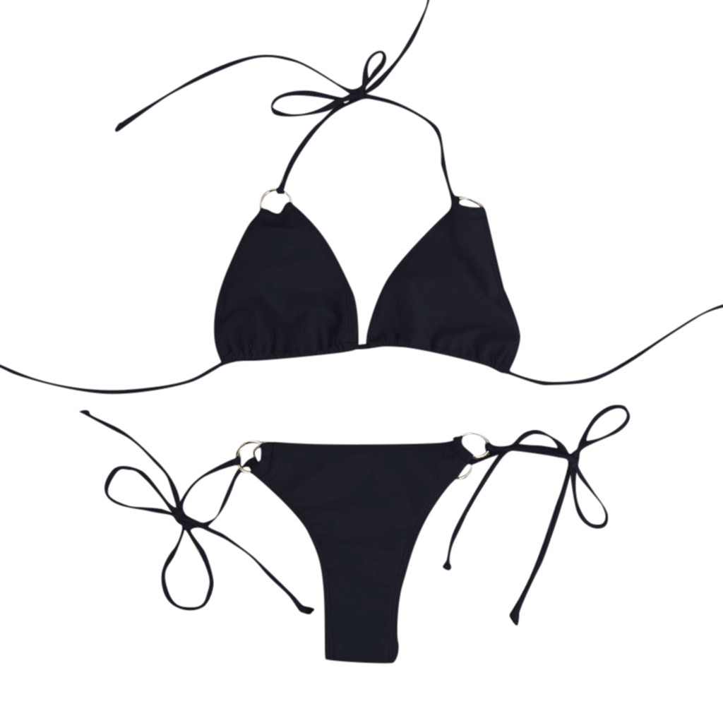 RYDCOT Women Bandeau Bandage Bikini Set Push-Up Brazilian Swimwear Beachwear Swimsuit Black S - image 3 of 4