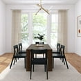 thumbnail image 3 of Plank+Beam 72" Modern Solid Wood Dining Table Set, Walnut Wirebrush, + 6 Chairs Black, 3 of 6