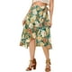 thumbnail image 1 of Allegra K Falda cruzada midi de chifón con dobladillo asimétrico y cintura alta con purpurina floral para mujer Verde M, 1 of 4