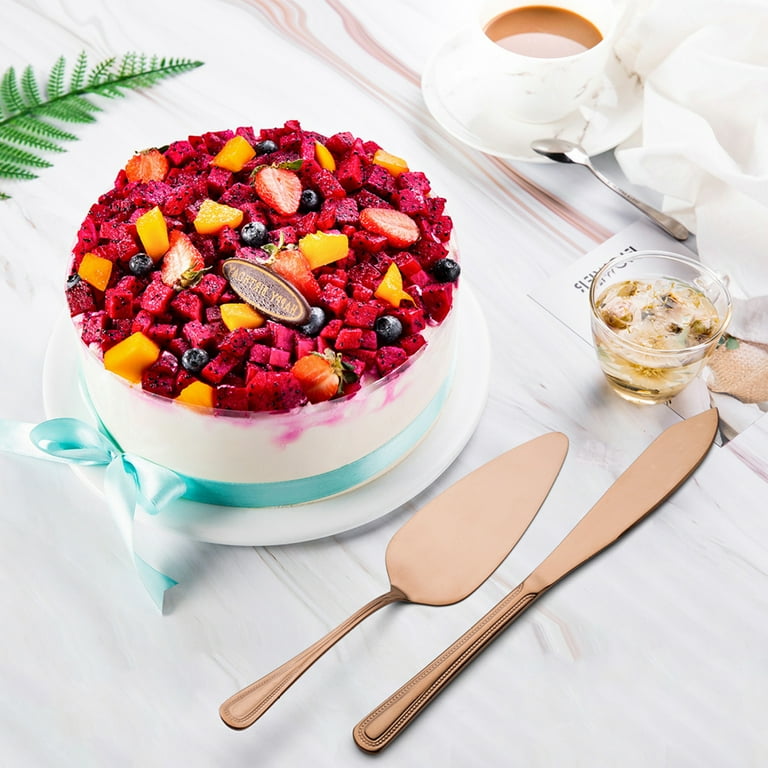 Rose gold wedding cake serving set deals