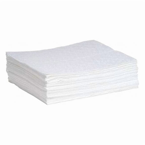 Spilltech Sorbent Pad, 12 gal, 15 in x 19 in, Oil, White, Polypropylene WPB50M