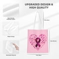 thumbnail image 4 of DouZhe Reusable Grocery Bags, Breast Cancer Awareness Heart Lightweight Polyester Canvas Cloth Tote Bag for Travle Gym Shopping School, 15" x 16", 4 of 7